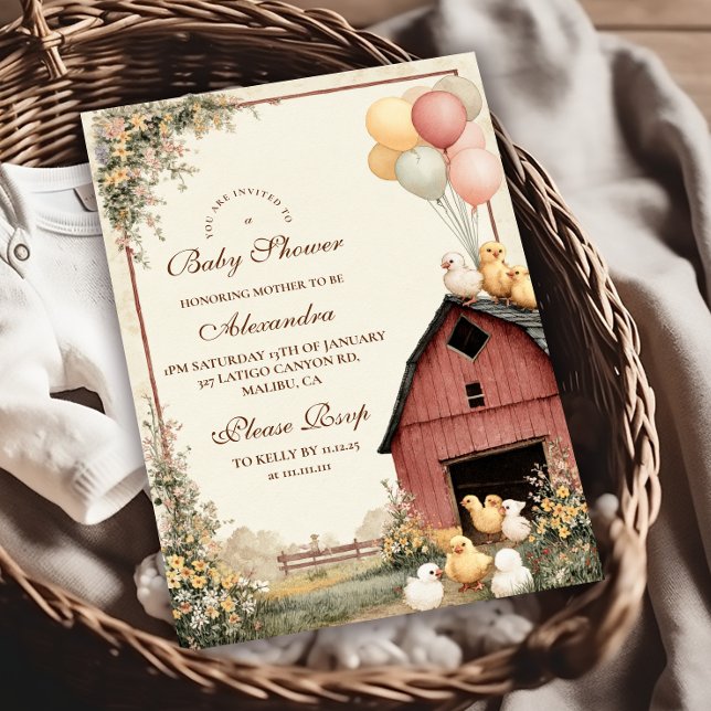Rustic Barnyard Ducklings Baby Shower Inbjudningar (Skapare uppladdad)