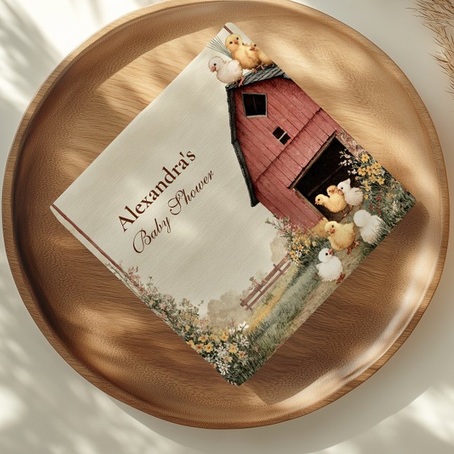 Rustic Barnyard Ducklings Baby Shower Pappersservett (Skapare uppladdad)