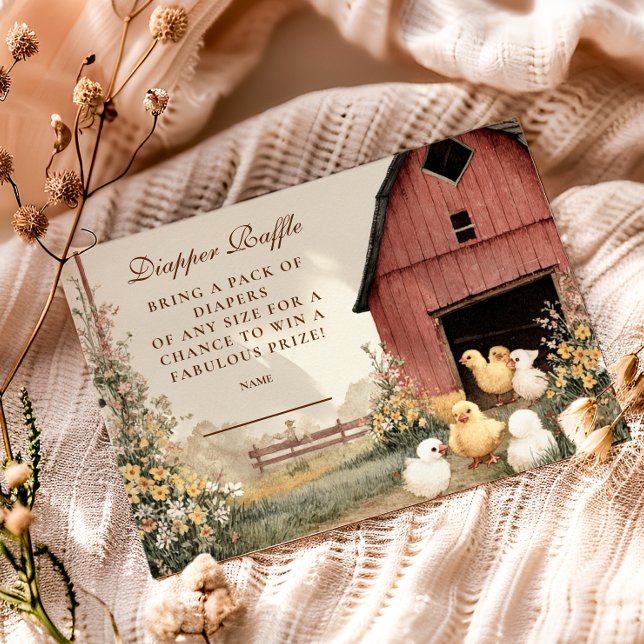 Rustic Barnyard Ducklings Diapper Raffle Tilläggskort (Skapare uppladdad)