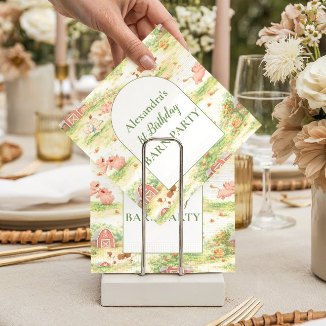 Rustic Barnyard Farm Animals 1st Birthday Pappersservett (Skapare uppladdad)