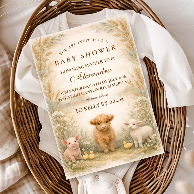 Rustic Barnyard Meadow Baby Shower Inbjudningar (Skapare uppladdad)