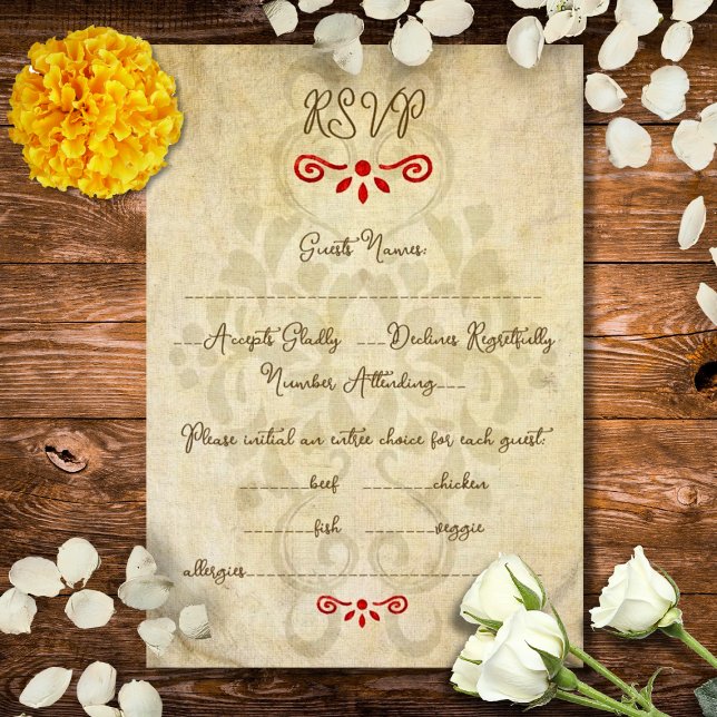 Rustic Baroque Floral Mexican Wedding OSA Kort (Skapare uppladdad)
