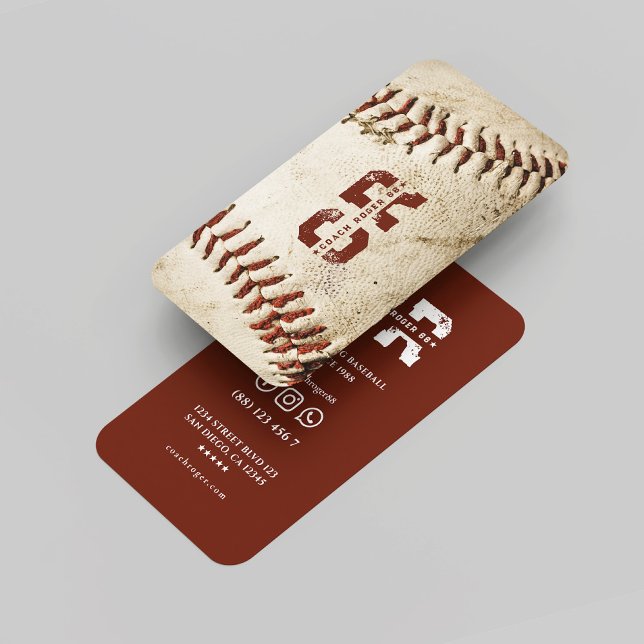 Rustic Baseball Coach Monogram Baseball Team Visitkort (Rustic Baseball Coach Monogram Baseball Team Business Card
)