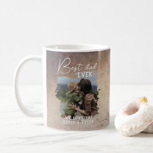 Rustic Bästa Pappa Familjefoto Fars Dag Kaffemugg