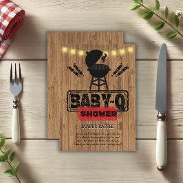 Rustic BBQ-Baby Grill Baby Shower Tilläggskort
