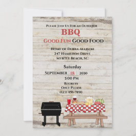 Rustic BBQ Exdoor Grill Picnic Inbjudningar