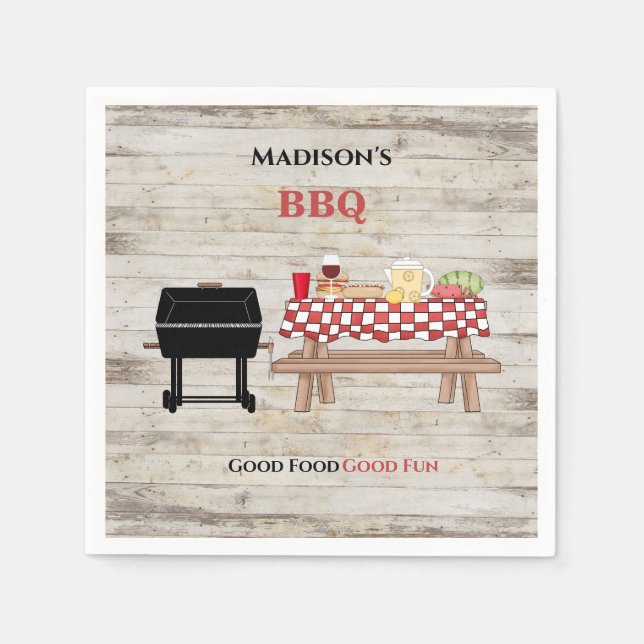 Rustic BBQ Picnic Personlig Papper Pappersservett (Framsidan)