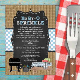 Rustic BBQ-pojken baby sprinkle Inbjudningar