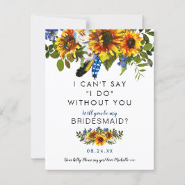 Rustic be min Bridesmaid | Navy Solros Boho Inbjudningar