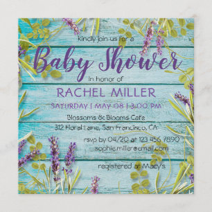 Rustic Beach Chic Lavender Baby Shower Inbjudningar