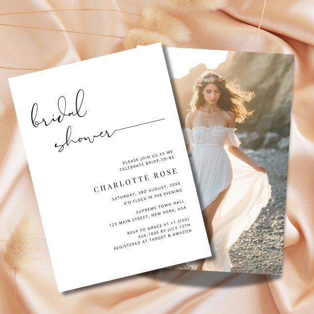 Rustic Beach-foto för enkel skriptMöhippa Inbjudningar (Skapare uppladdad)