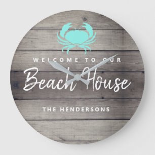 Rustic Beach House Coastal Personlig Stor Klocka