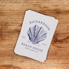 Rustic Beach House Family Namn Snäcka | Blå flotta Casinokort