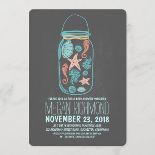 Rustic Beach Mason Burk Seaside Baby Shower Inbjudningar
