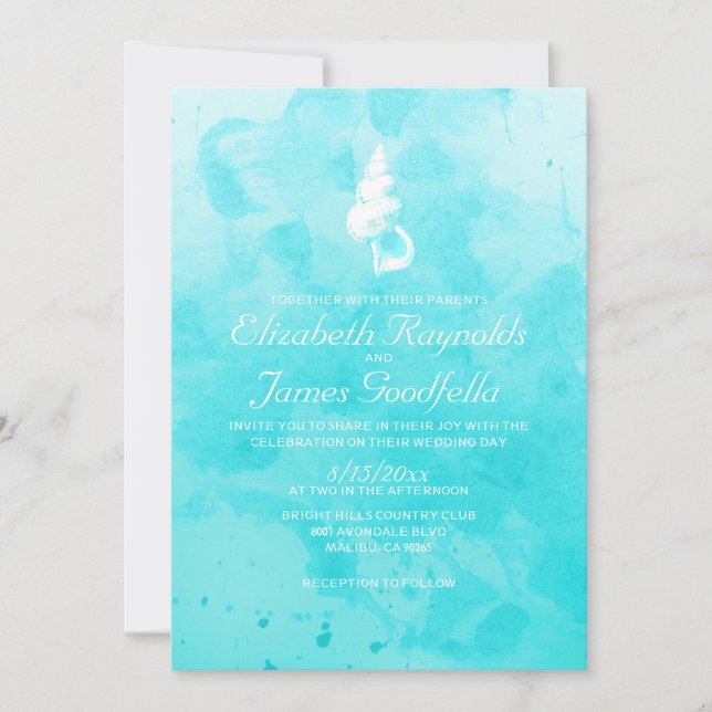 Rustic Beach Seashells Destination Wedding Inbjuda Inbjudningar (Framsida)