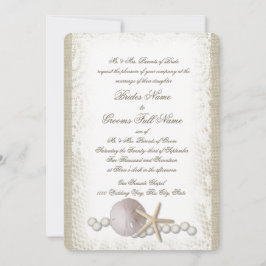 Rustic Beach Snöre och Pearls Inbjudningar