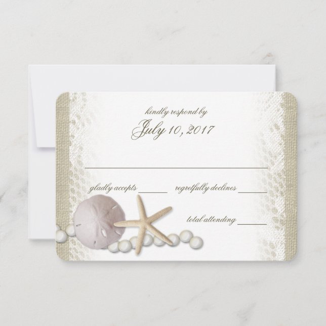 Rustic Beach Snöre och Pearls Response OSA Kort (Framsida)