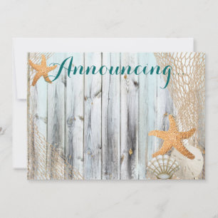 Rustic Beach Starfish Bröllop Annoucement Inbjudningar