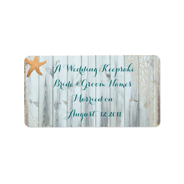 Rustic Beach Starfish Wedding Favor Lip Balm Tube Adressetikett (Framsidan)
