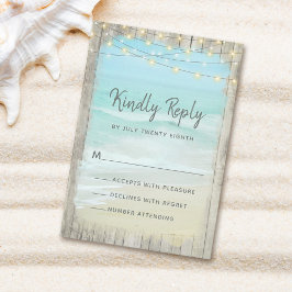 Rustic Beach String Ljus Wood Bröllop OSA Kort