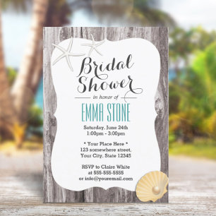 Rustic Beach ThLED Wood Background Möhippa Inbjudningar