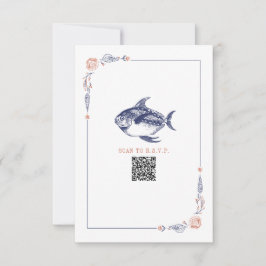 Rustic Beach Wedding Red & Blue Fish OSA Kort