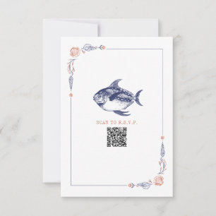 Rustic Beach Wedding Red & Blue Fish OSA Kort