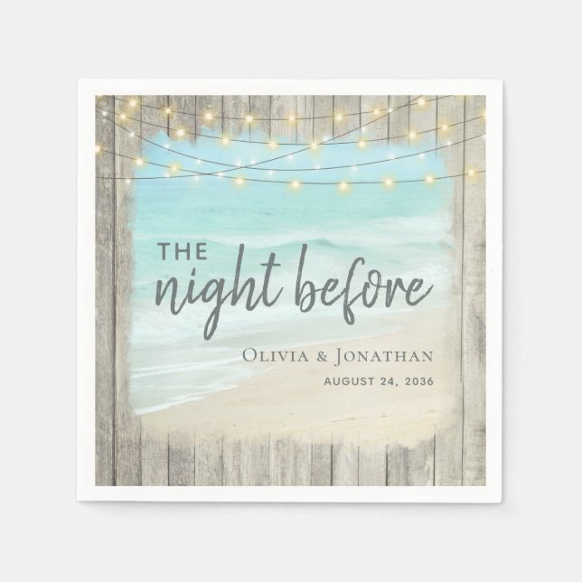 Rustic Beach Wedding Rehearsal Middag Pappersservett (Framsidan)