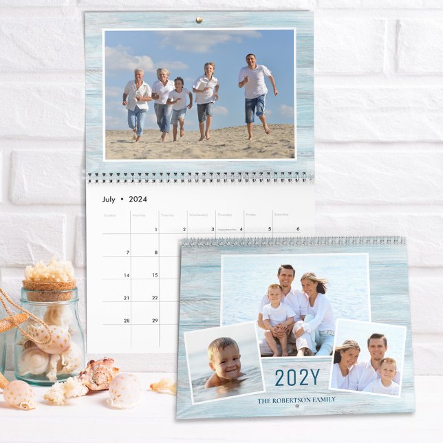 Rustic Beach Wood Family Photos 2024 Kalender (Skapare uppladdad)