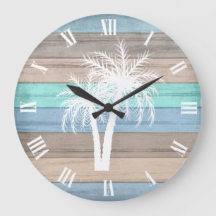 Rustic Beach Wood Nautical and Rand Handflatan Trä Stor Klocka
