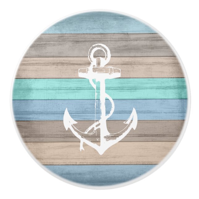 Rustic Beach Wood Nautical Rand & Anchor Knopp (Framsidan)