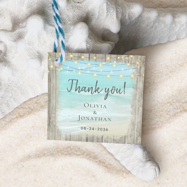 Rustic Beach Wood String Ljus Coastal Bröllop Gåvor Etiketter (Skapare uppladdad)