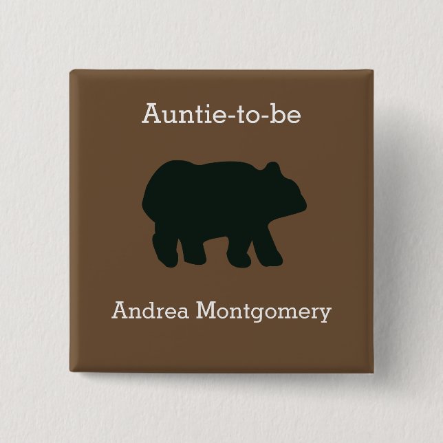 Rustic Bear Anpassad Namnskylt Knapp (Framsida)