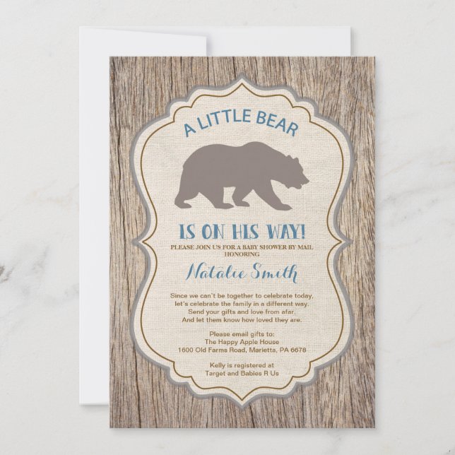 Rustic Bear Baby Shower by Mail Call Boy Inbjudningar (Framsida)