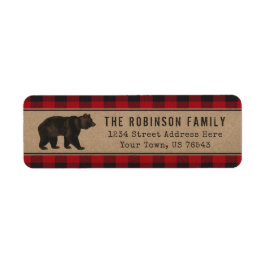 Rustic Bear Kraft Red Play Helgdag Adress Returadress Etikett