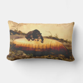 Rustic Bear och Canoe Winslow Homer 1895 Camp Lumbarkudde