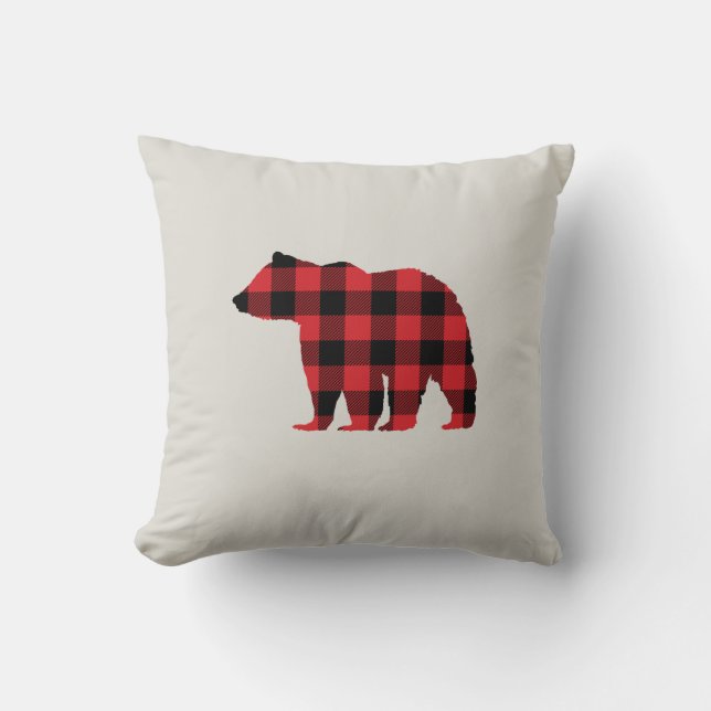 Rustic Bear Plagt Wilderness Cabin Dekorativ kudde (Framsida)