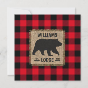 Rustic Bear Red Buffalo Play Lodge Family Namn Julkort