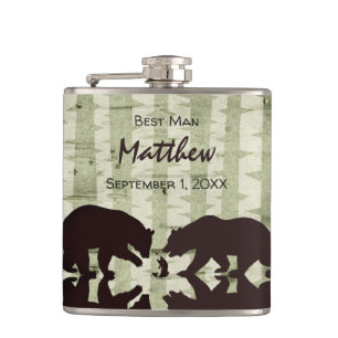 Rustic Bears Woodland Brudens sida Bröllop Fickplunta