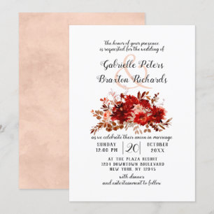 Rustic Beauty Blommigt Fall Boho Bouquet Bröllop Inbjudningar
