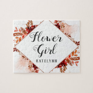 Rustic Beauty Blommigt Framed Bohemian Flower Girl Pussel