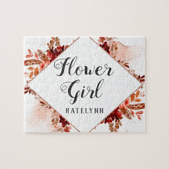 Rustic Beauty Blommigt Framed Bohemian Flower Girl Pussel (Horisontell)