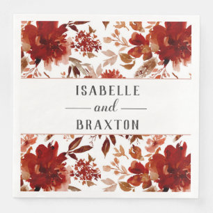 Rustic Beauty Blommigt Framed Fall Monogram Bröllo Pappersservett