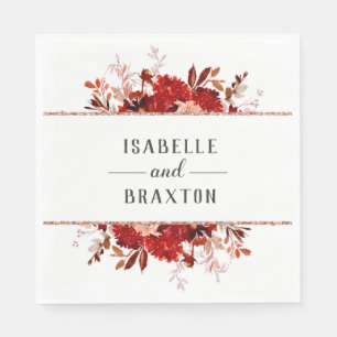 Rustic Beauty Blommigt Framed Fall Wedding Monogra Pappersservett