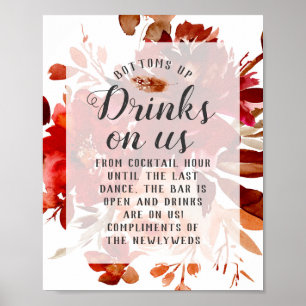 Rustic Beauty Blommigt Framed Open Pub Bord-tecken Poster