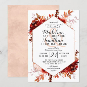 Rustic Beauty Blommigt Hexagons bröllop Inbjudningar