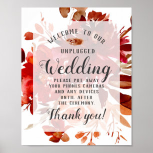 Rustic Beauty Blommigt Unplugged Bröllop Bord Sign Poster