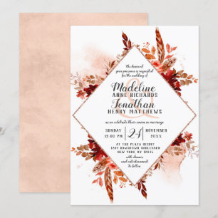 Rustic Beauty Boho Blommigt Diamond Ram Bröllop Inbjudningar