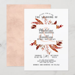 Rustic Beauty Boho Chic Fall Wandeand Bröllop Inbjudningar
