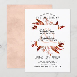 Rustic Beauty Boho Chic Fall Wandeand Bröllop Inbjudningar